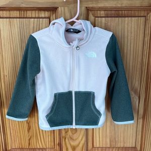 North Face girls fleece full zip hoodie - like new - pink and grey